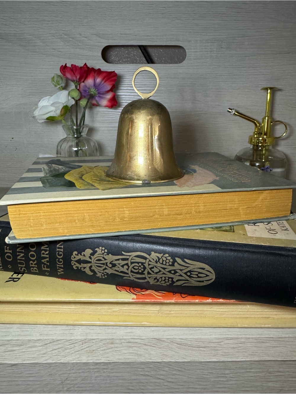 Vintage Solid Brass Hand Bell with Ring Handle - Decorative Boho Accent